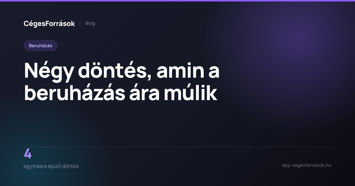 Beruházási finanszírozás — négy egymásra épülő döntés