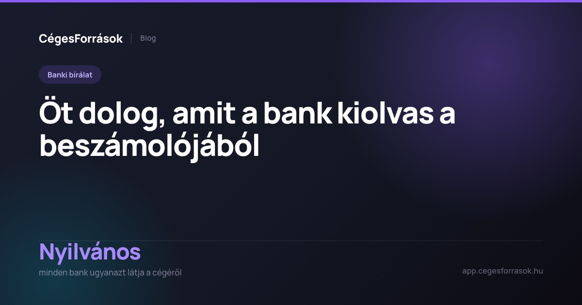 Mit olvas ki a bank a beszámolóból