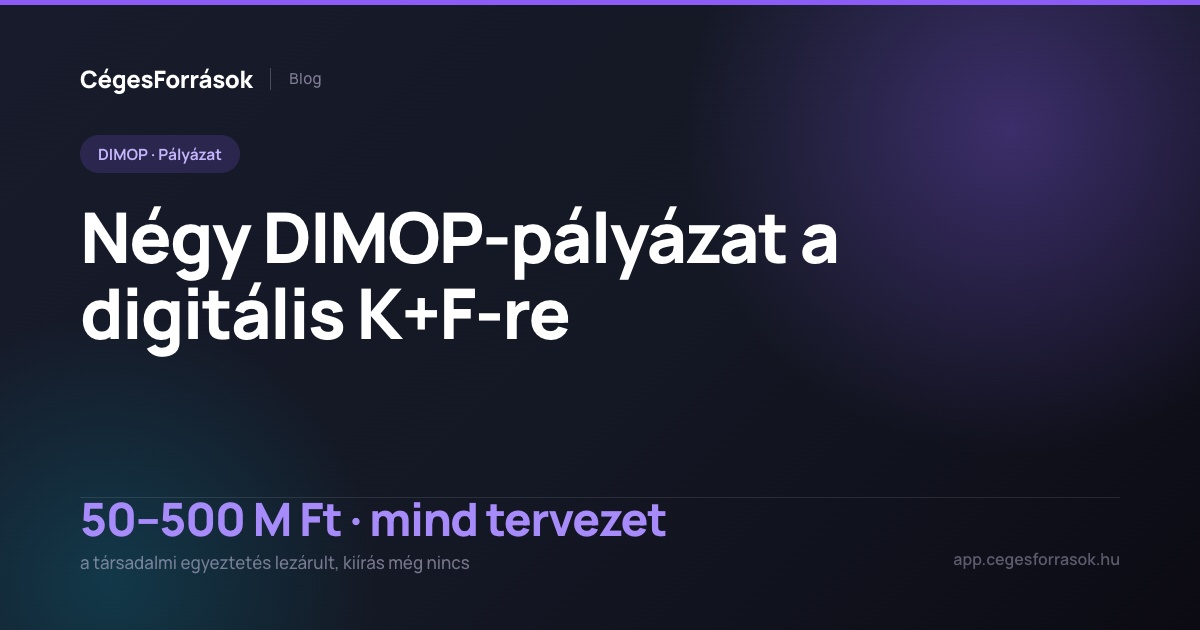 DIMOP Plusz kritikus digitális technológiák pályázatok